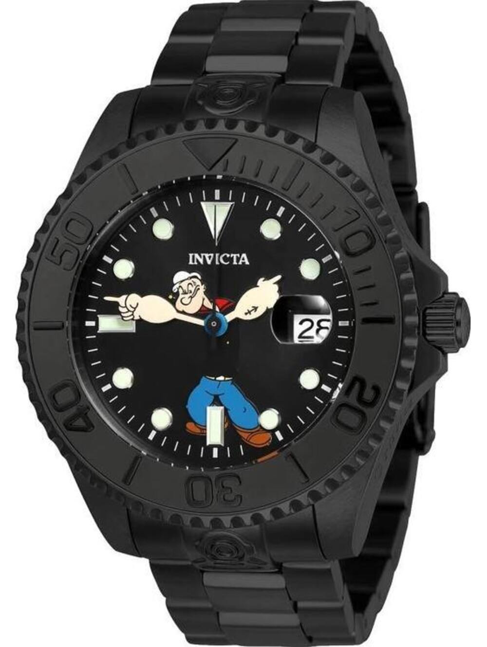 Invicta Character Popeye Automatic Black Stainless Steel Watch LE, 47mm (24471)
